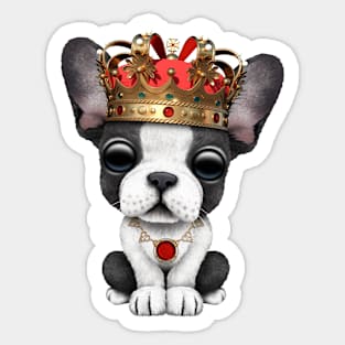 Cute French Bulldog Puppy Wearing Crown Sticker